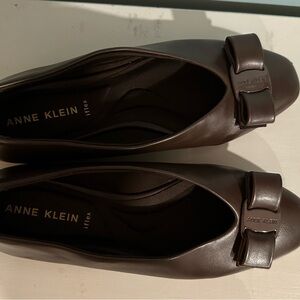 Anne Klein Dark Brown Loafers with Bow Accent